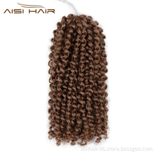 Aisi Hair 8 Inch 120g Curly Crochet Hair Marley Braids Synthetic Crochet Braids Hair Extensions for Women